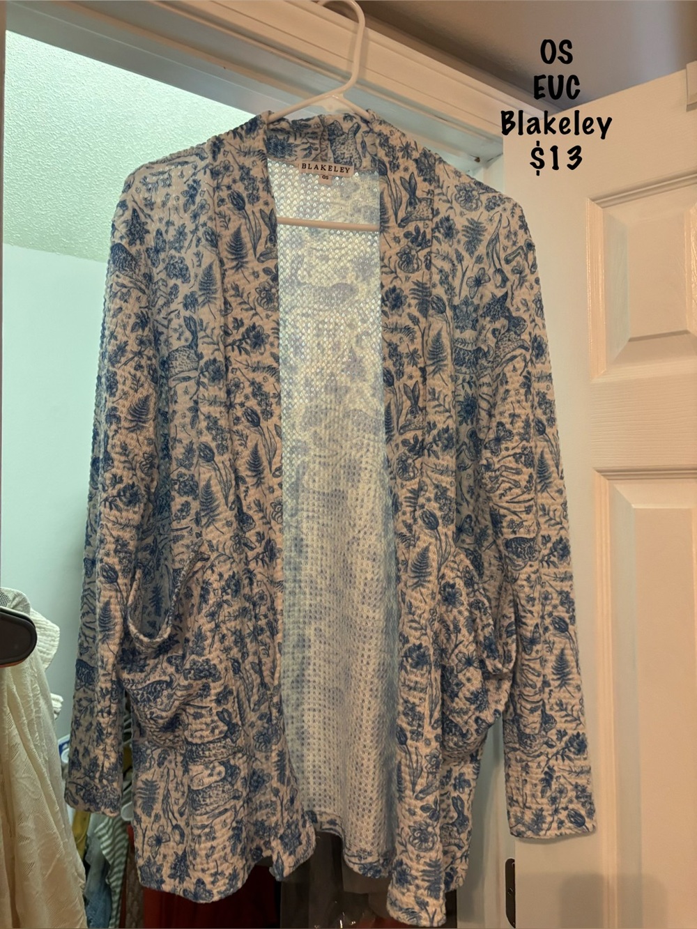 Floral and Bunny Print Cardigan